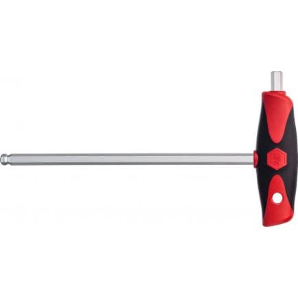 WIHA 28372 - Clé Allen à manche en T ComfortGrip avec tête sphérique hexagonale et lame latérale, chrome mat