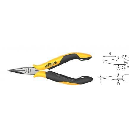 WIHA 10348 - Pince semi-ronde Professional ESD forme droite