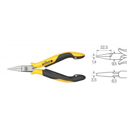 WIHA 26806 - Pince plate Professional ESD à mâchoires plates, courtes
