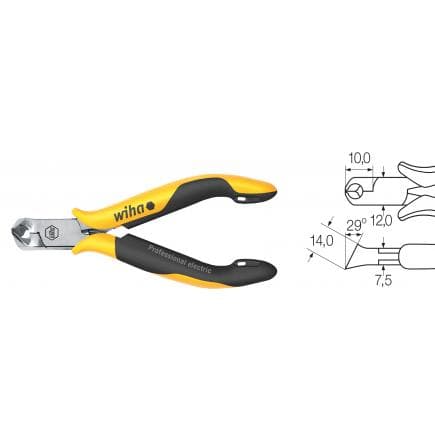 WIHA 26835 - Pince coupante devant oblique Professional ESD à tête large, env. 29 ° petite coupe