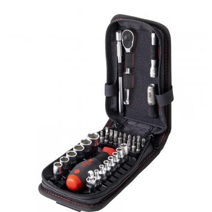 WIHA 44684 - Jeu de clés à douilles et embouts 1/4" dans un sac fonctionnel avec clip de ceinture (40 pcs.)