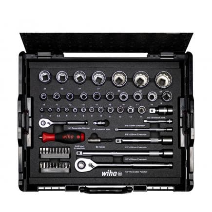 WIHA 44685 - Jeu de clés à douilles et embouts 1/4" et 1/2" en L-Boxx (60 pcs.)
